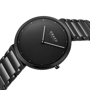 Obaku Mens Obaku Watches | Ladies Obaku Watches | 39mm KLIP - DARK Stainless Steel Link Watch