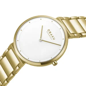 Obaku Ladies Obaku Watches | 34mm KLIP LILLE - CIDER Gold toned Steel Link Watch