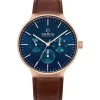 Obaku Mens Obaku Watches | 43mm MOS - AMBER Rose & Blue Toned Chronograph Watch