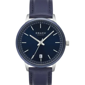 Obaku Mens Obaku Watches | Ladies Obaku Watches | 42mm SALVIE - SAXE Navy Date Window Strap Watch