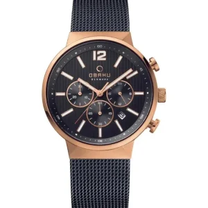 Obaku Mens Obaku Watches | 42mm STORM - NIGHT Chronograph Mesh Watch