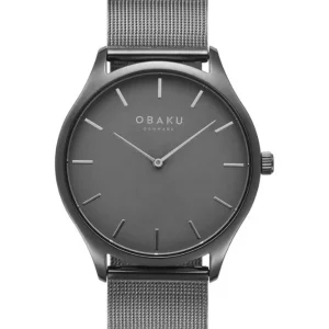Obaku Mens Obaku Watches | 40mm TANG - SMOKEY Stainless Steel Mesh Watch