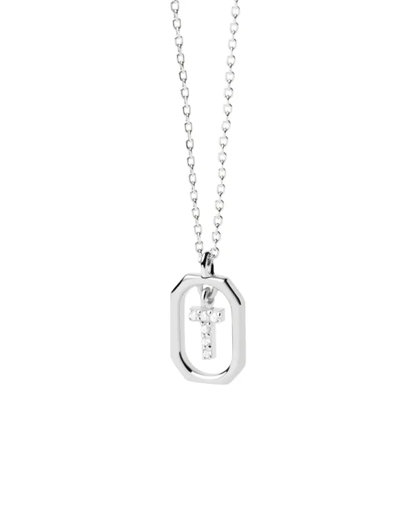PDPAOLA All Jmj & Branded Fashion Jewellery | Sterling Silver CZ Mini 'T' Initial Necklace