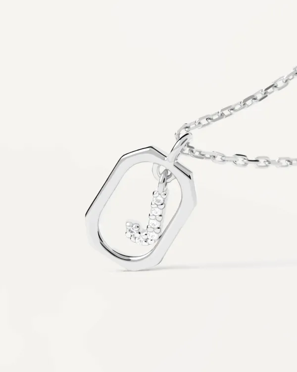 PDPAOLA All Jmj & Branded Fashion Jewellery | Sterling Silver CZ Mini 'J' Initial Necklace