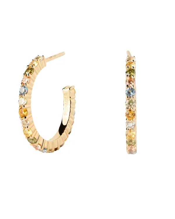 PDPAOLA All Jmj & Branded Fashion Jewellery | Yellow Gold Coloured CZ Claw Hoop Earrings