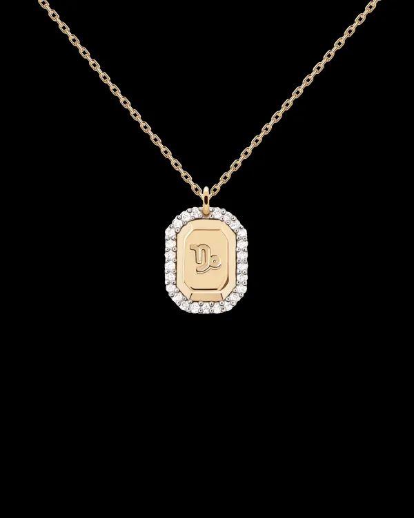 PDPAOLA All Jmj & Branded Fashion Jewellery | Yellow Gold Plated CZ 'Capricorn' Zodiac Necklace