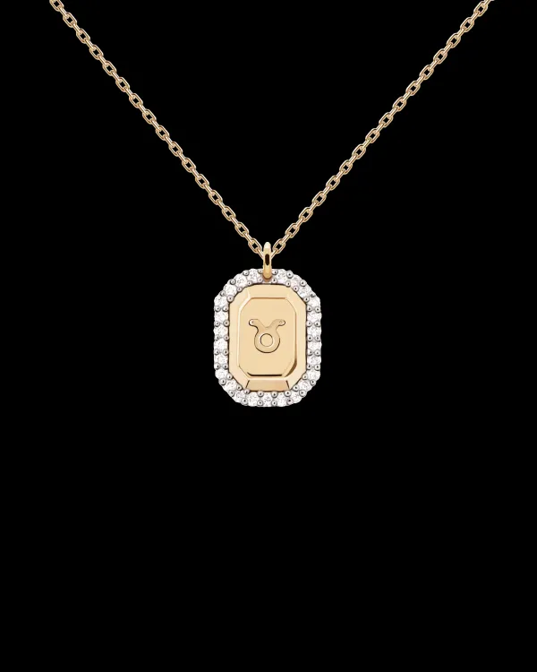 PDPAOLA All Jmj & Branded Fashion Jewellery | Yellow Gold Plated CZ 'Taurus' Zodiac Necklace