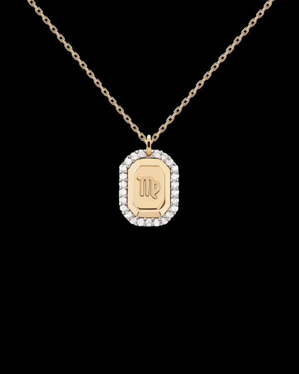 PDPAOLA All Jmj & Branded Fashion Jewellery | Yellow Gold Plated CZ 'Virgo' Zodiac Necklace