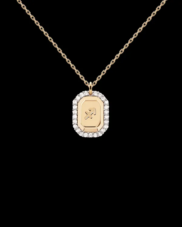 PDPAOLA All Jmj & Branded Fashion Jewellery | Yellow Gold Plated CZ 'Sagittarius' Zodiac Necklace