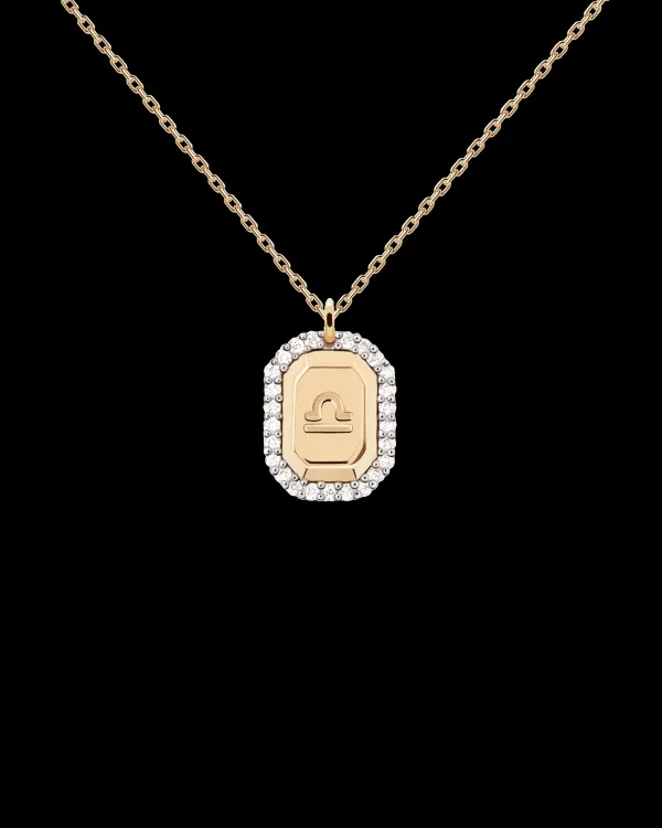 PDPAOLA All Jmj & Branded Fashion Jewellery | Yellow Gold Plated CZ 'Libra' Zodiac Necklace