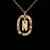 PDPAOLA All Jmj & Branded Fashion Jewellery | Yellow Gold Plate Colourful Precious Stones 'N' Initial Necklace