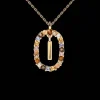 PDPAOLA All Jmj & Branded Fashion Jewellery | Yellow Gold Plate Colourful Precious Stones 'I' Initial Necklace