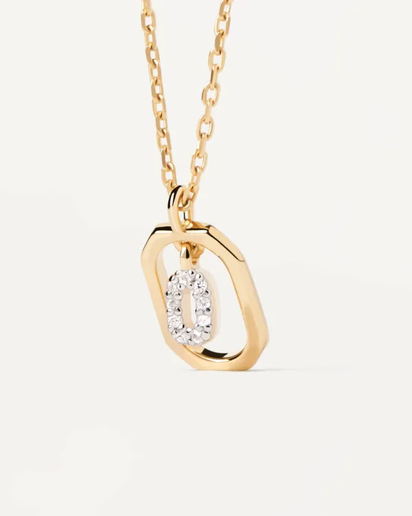 PDPAOLA All Jmj & Branded Fashion Jewellery | Yellow Gold Plate CZ Mini 'O' Initial Necklace