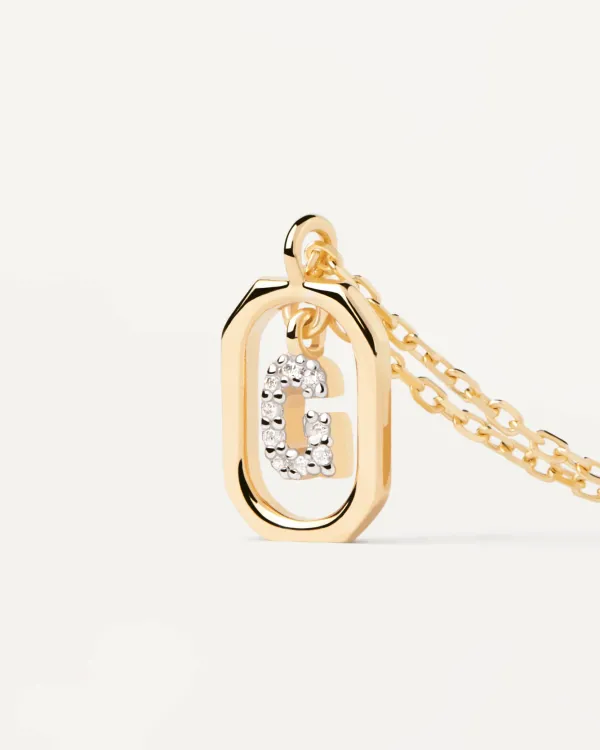 PDPAOLA All Jmj & Branded Fashion Jewellery | Yellow Gold Plate CZ Mini 'G' Initial Necklace