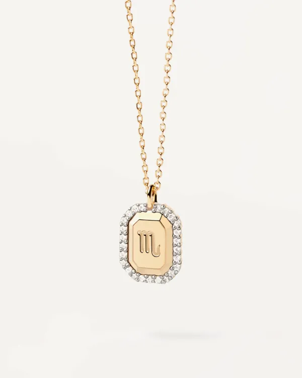 PDPAOLA All Jmj & Branded Fashion Jewellery | Yellow Gold Plated CZ 'Scorpio' Zodiac Necklace