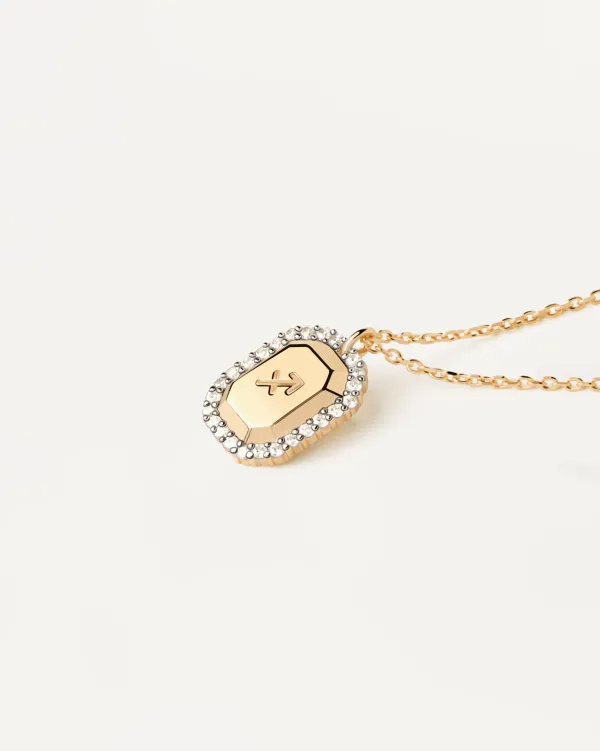 PDPAOLA All Jmj & Branded Fashion Jewellery | Yellow Gold Plated CZ 'Sagittarius' Zodiac Necklace