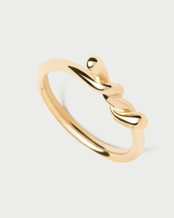 PDPAOLA All Jmj & Branded Fashion Jewellery | Yellow Gold Twist Ring - Size P