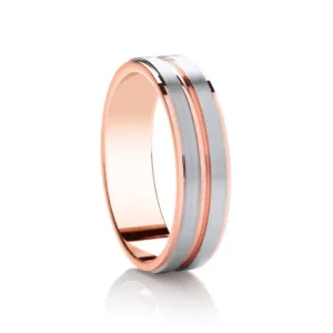 Jack Murphy Jewellers Two Tone Wedding Rings | Platinum Wedding Rings | Platinum & 18ct Rose Gold Double Row Medium 6mm Wedding Band