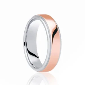 Jack Murphy Jewellers Two Tone Wedding Rings | Platinum Wedding Rings | Platinum & 18ct Rose Gold Inlaid Groove Polished Flat Medium 5mm Wedding Band