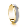 Jack Murphy Jewellers Two Tone Wedding Rings | Yellow Gold Wedding Rings | Platinum & 18ct Yellow Gold Ribbed, Matte & Polished Medium 5mm Wedding Band