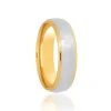 Jack Murphy Jewellers Two Tone Wedding Rings | Yellow Gold Wedding Rings | Platinum & 18ct Yellow Gold Frosted Hammered & Polished Edges Classic Medium 6mm Wedding Band