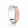 Jack Murphy Jewellers Two Tone Wedding Rings | Platinum Wedding Rings | Platinum & Rose Gold Matte Bead Centre & Polished Classic Medium 5mm Wedding Band