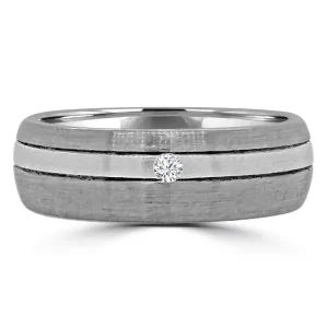 Jack Murphy Jewellers Platinum Wedding Rings | Platinum Wedding & Eternity Rings | Platinum & White Gold Two Tone Two Offset Groove Diamond 6mm Wedding Band