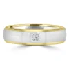 Jack Murphy Jewellers Two Tone Wedding Rings | Yellow Gold Wedding Rings | Platinum & Yellow Gold Flat Two Tone Inlayed Square Diamond 4mm Wedding Band
