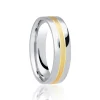 Jack Murphy Jewellers Two Tone Wedding Rings | Yellow Gold Wedding Rings | Platinum & Yellow Gold Inlaid Groove Flat Court 6mm Wedding Band