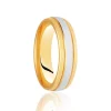 Jack Murphy Jewellers Two Tone Wedding Rings | Yellow Gold Wedding Rings | Platinum & Yellow Gold Inlaid Groove Polished Medium 6mm Wedding Band