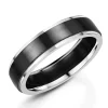 Jack Murphy Jewellers Zirconium Wedding Rings | Two Tone Wedding Rings | Platinum & Zirconium 5.5mm Matte & Polished Rounded Flat Wedding Band