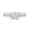 Jack Murphy Jewellers Natural Solitaire Diamond Rings | Platinum Brilliant Round & Princess Channel Set Diamond Detailed Band, 1.40ct
