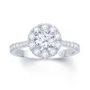 Jack Murphy Jewellers Natural Halo Diamond Rings | Platinum Brilliant Round & Halo, Shoulder Set Diamond Ring 0.75ct
