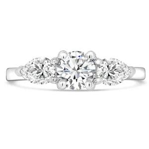 Jack Murphy Jewellers Natural Three-Stone Diamond Rings | Platinum Brilliant Round & Pear Three Stone Diamond Ring, 1.06ct