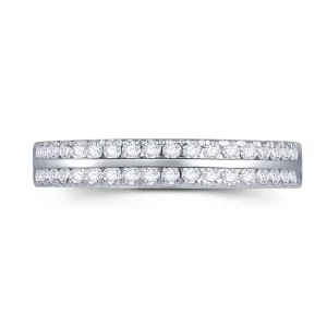 Jack Murphy Jewellers Platinum Wedding & Eternity Rings | Platinum Brilliant Round Two Row Flat Claw Set 3.5mm Diamond Ring, 0.30ct