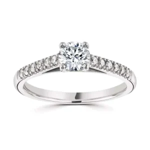 Jack Murphy Jewellers Natural Solitaire Diamond Rings | Platinum Brilliant Round Solitaire & Shoulder Set Diamond Band 0.49ct
