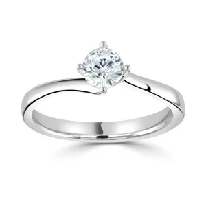 Jack Murphy Jewellers Natural Solitaire Diamond Rings | Platinum Brilliant Round Diamond Solitaire Twist Band Ring, 0.30ct