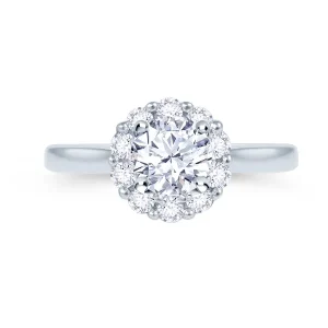 Jack Murphy Jewellers Natural Halo Diamond Rings | Platinum Brilliant Round & Halo Diamond Ring, 0.74ct