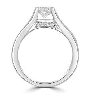 Jack Murphy Jewellers Natural Solitaire Diamond Rings | Platinum Brilliant Round & Princess Channel Set Diamond Detailed Band, 1.40ct