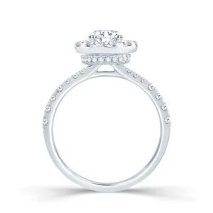 Jack Murphy Jewellers Natural Halo Diamond Rings | Platinum Brilliant Round & Double Halo, Shoulder Set Diamond Ring 1.28ct