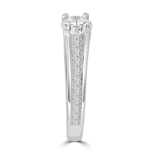 Jack Murphy Jewellers Natural Solitaire Diamond Rings | Platinum Brilliant Round & Princess Channel Set Diamond Detailed Band, 1.40ct