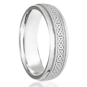 Jack Murphy Jewellers Platinum Wedding Rings | Platinum Celtic Design Beaded Classic Medium 6mm Wedding Band