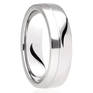 Jack Murphy Jewellers Platinum Wedding Rings | Platinum Classic Polished Inlaid Groove Medium 6mm Wedding Band