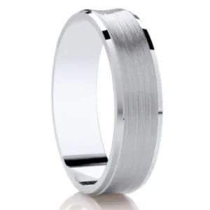 Jack Murphy Jewellers Platinum Wedding Rings | Platinum Concaved Matte & Polished Edges Medium 6mm Wedding Band