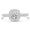Jack Murphy Jewellers Natural Halo Diamond Rings | Platinum Cushion & Halo Shoulder Set Diamond Ring, 1.40ct