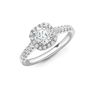 Jack Murphy Jewellers Natural Halo Diamond Rings | Platinum Cushion & Halo Shoulder Set Diamond Ring, 1.40ct