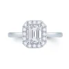 Jack Murphy Jewellers Natural Halo Diamond Rings | Platinum Emerald & Halo Diamond Ring, 0.76ct