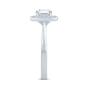 Jack Murphy Jewellers Natural Halo Diamond Rings | Platinum Emerald & Halo Diamond Ring, 0.76ct