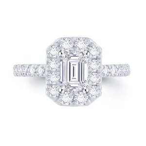 Jack Murphy Jewellers Natural Halo Diamond Rings | Platinum Emerald & Halo Shoulder Set Diamond Ring, 1.02ct