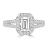 Jack Murphy Jewellers Natural Halo Diamond Rings | Platinum Emerald & Halo, Split Shoulder Set Diamonds, 0.88ct